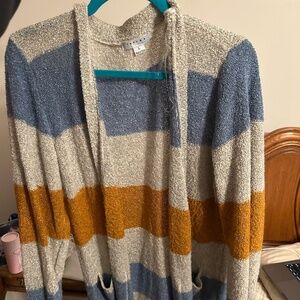 L Blue, Grey, and Orange Favlux Cardigan